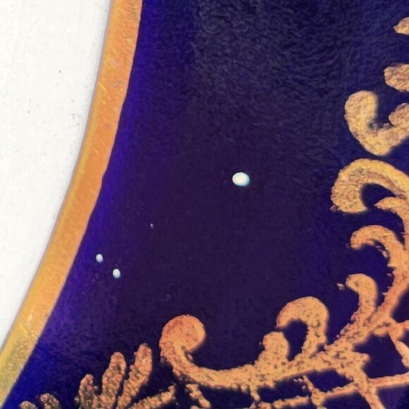 Vintage Cobalt Blue Ceramic Collector Plate With Ship Scene and Gold Accents - Picture 12 of 12